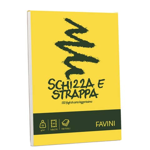 Album da disegno Favini SCHIZZA&STRAPPA in carta naturale liscia 50 g/m² 14,8x21cm (A5) -150fg - A200705